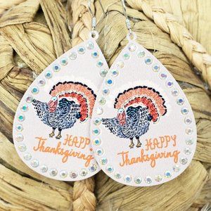 PERFECT for THANKSGIVING NWT BOUTIQUE TURKEY CRYSTAL TEARDROP EARRINGS